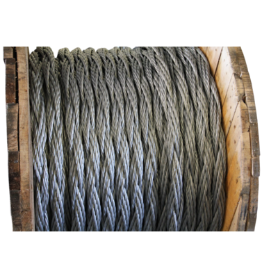 Steel cable of plaited configuration in coil