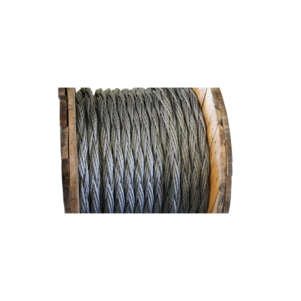 Steel cable of plaited configuration in coil
