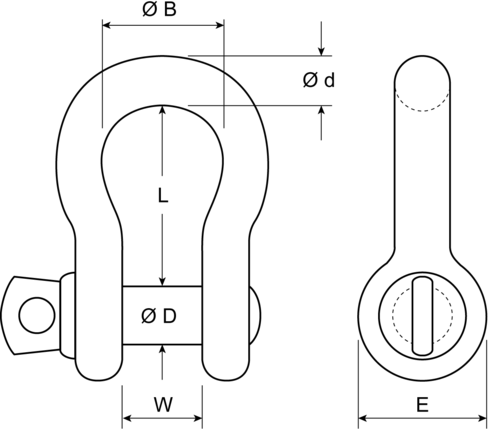 Bow Shackle with Screw Pin measurements and specifications Bow Shackle with Screw Pin measurements and specifications