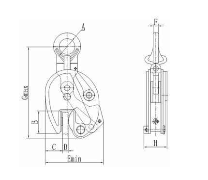 Universal Plate Clamps GLG product description drawing Universal Plate Clamps GLG product description drawing