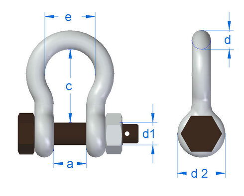 Gunnebo Bow Shackle No. 855 diagram Gunnebo Bow Shackle No. 855 diagram of lifting product specifications