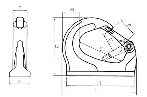 Weld-on hook POWERTEX WH blueprint Weld-on hook POWERTEX WH blueprint