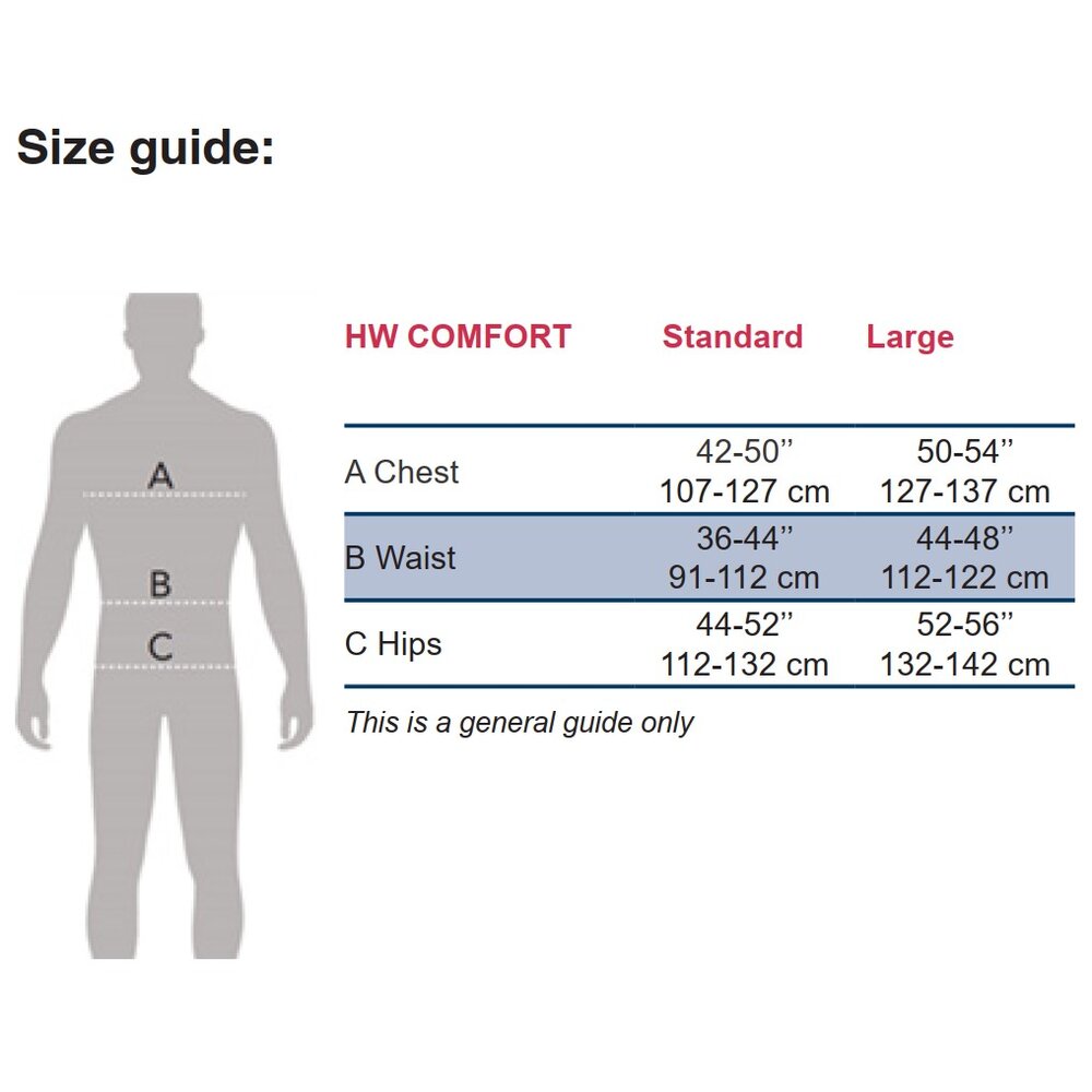 POWERTEX HW COMFORT r-PET safety harness size guide POWERTEX HW COMFORT r-PET safety harness size guide