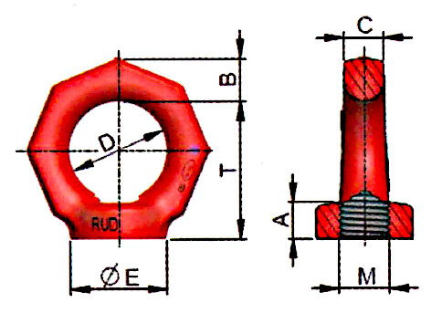 Lifting Eye Nut RUD RM specifications and measurements Lifting Eye Nut RUD RM specifications and measurements