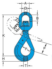 Yoke X-027 Swivel Self Locking Hook measurements Yoke X-027 Swivel Self Locking Hook measurements