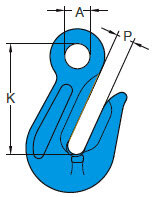 Yoke X-041 Eye Grab Hook Grade 100 side measurements Yoke X-041 Eye Grab Hook Grade 100 side measurements